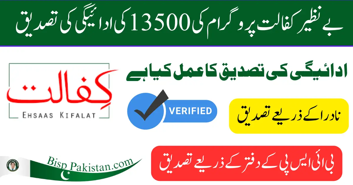 Benazir Kafalat 13500 Cash Payment Verification Process Check Eligibility Through 8171 Portal